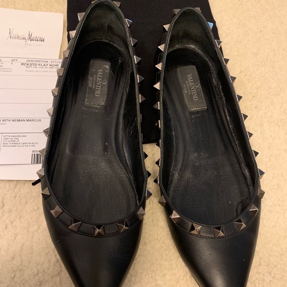 Valentino Rockstud Noir Flats - Picture 2 of 7